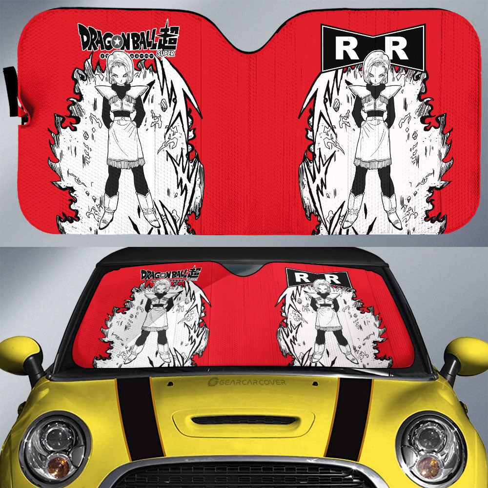 Android 18 Car Sunshade Custom Dragon Ball Anime Car Accessories Manga Style For Fans - Gearcarcover - 1