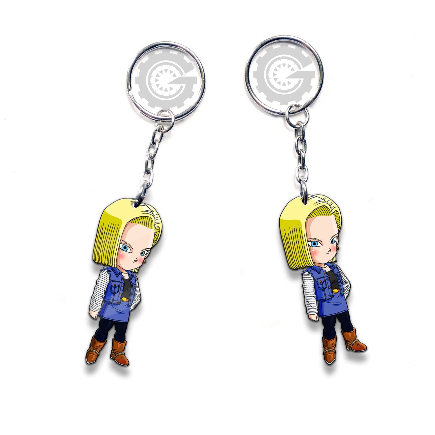 Android 18 Keychain Custom Dragon Ball Anime Car Accessories - Gearcarcover - 3