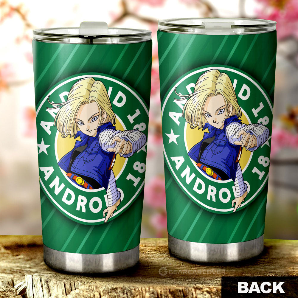 Android 18 Tumbler Cup Custom Dragon Ball Anime Car Accessories - Gearcarcover - 3