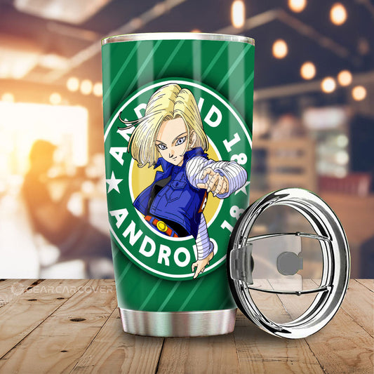 Android 18 Tumbler Cup Custom Dragon Ball Anime Car Accessories - Gearcarcover - 1