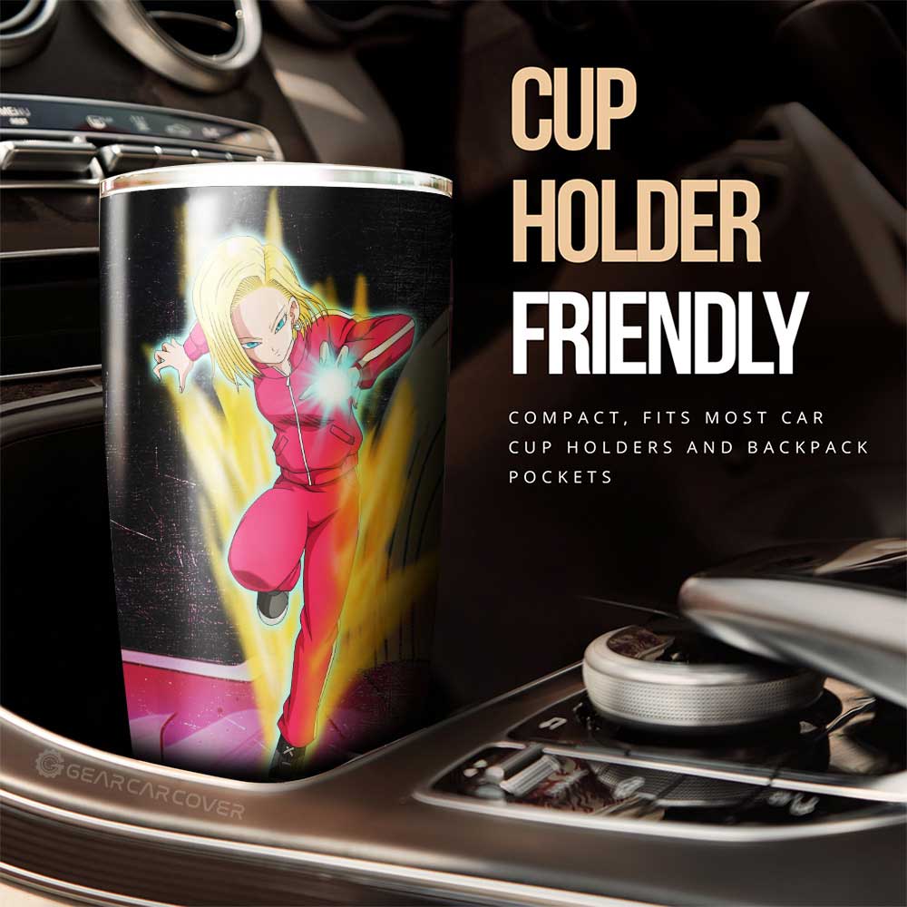 Android 18 Tumbler Cup Custom Dragon Ball Anime Car Interior Accessories - Gearcarcover - 2