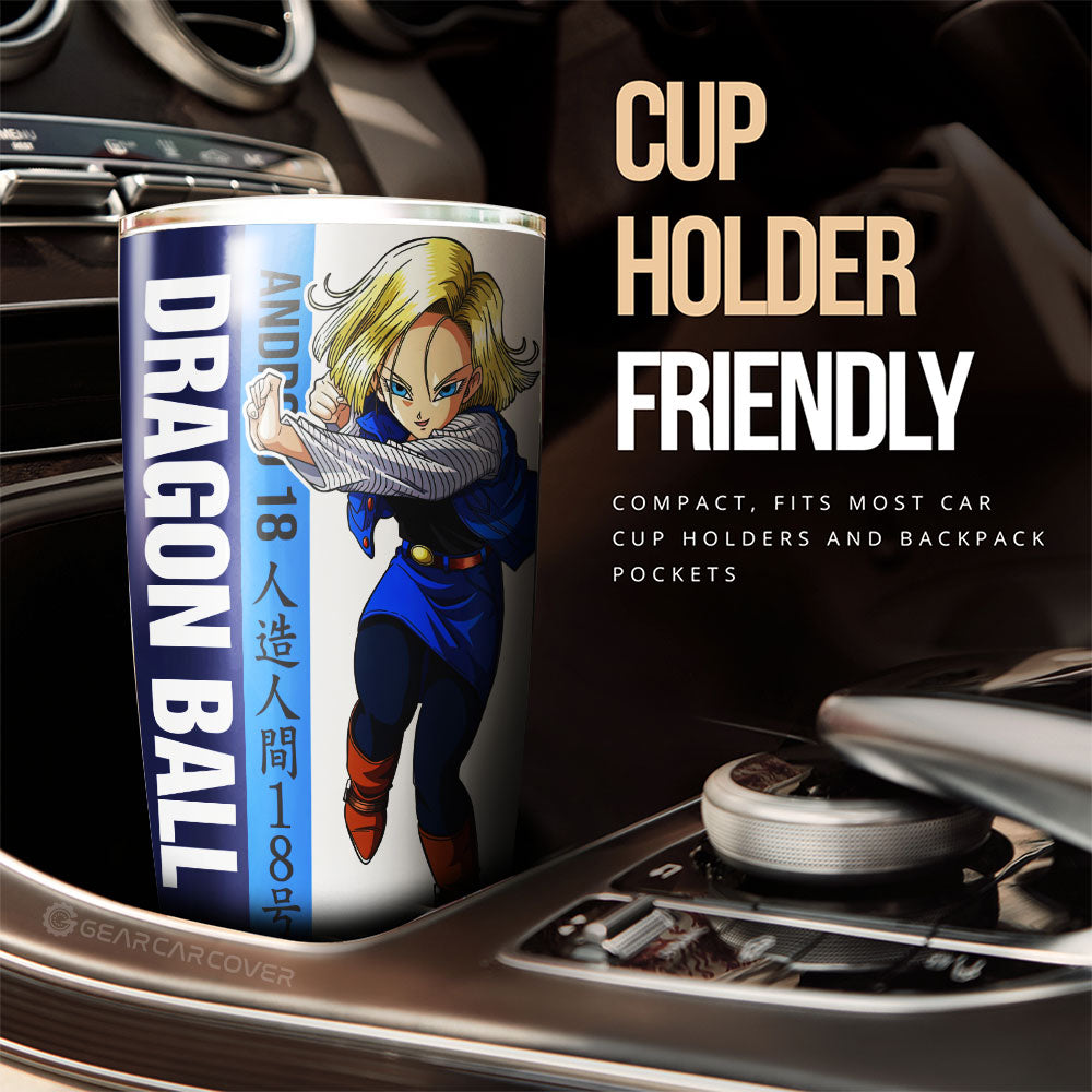Android 18 Tumbler Cup Custom Dragon Ball Car Accessories For Anime Fans - Gearcarcover - 2