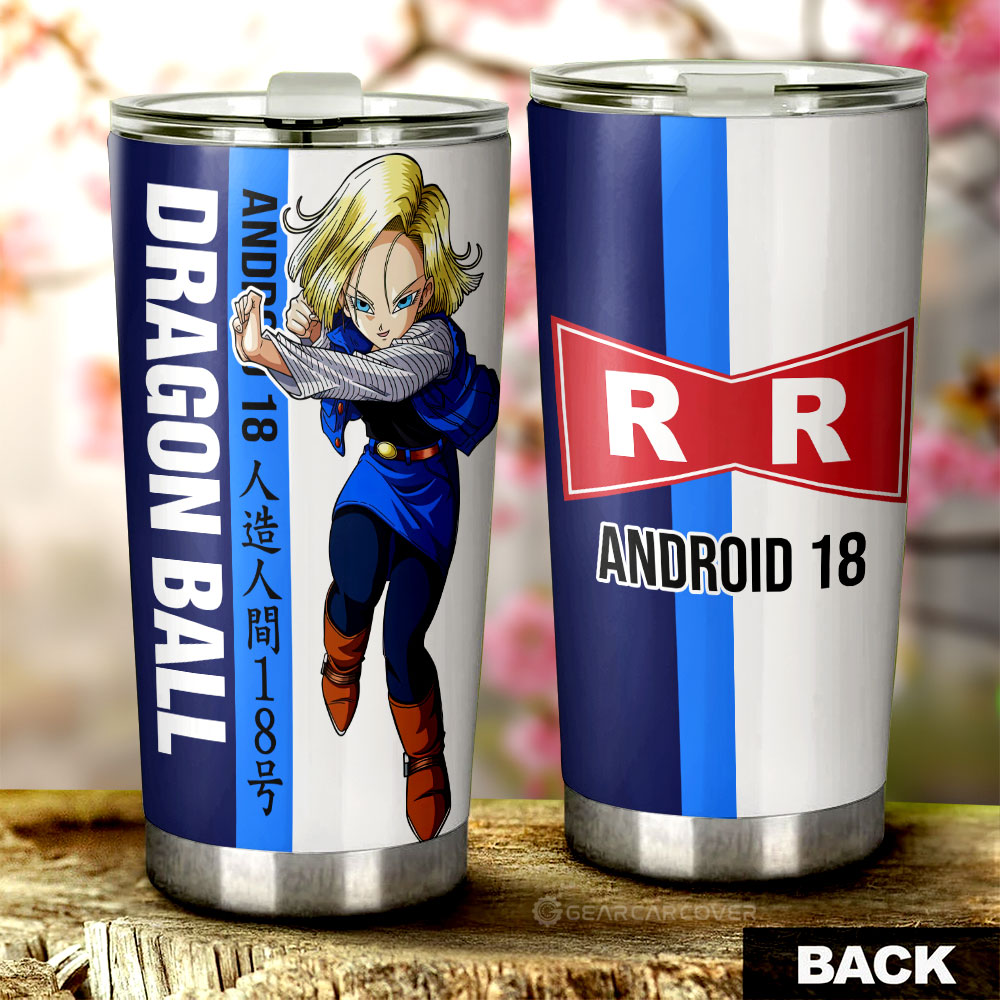 Android 18 Tumbler Cup Custom Dragon Ball Car Accessories For Anime Fans - Gearcarcover - 3