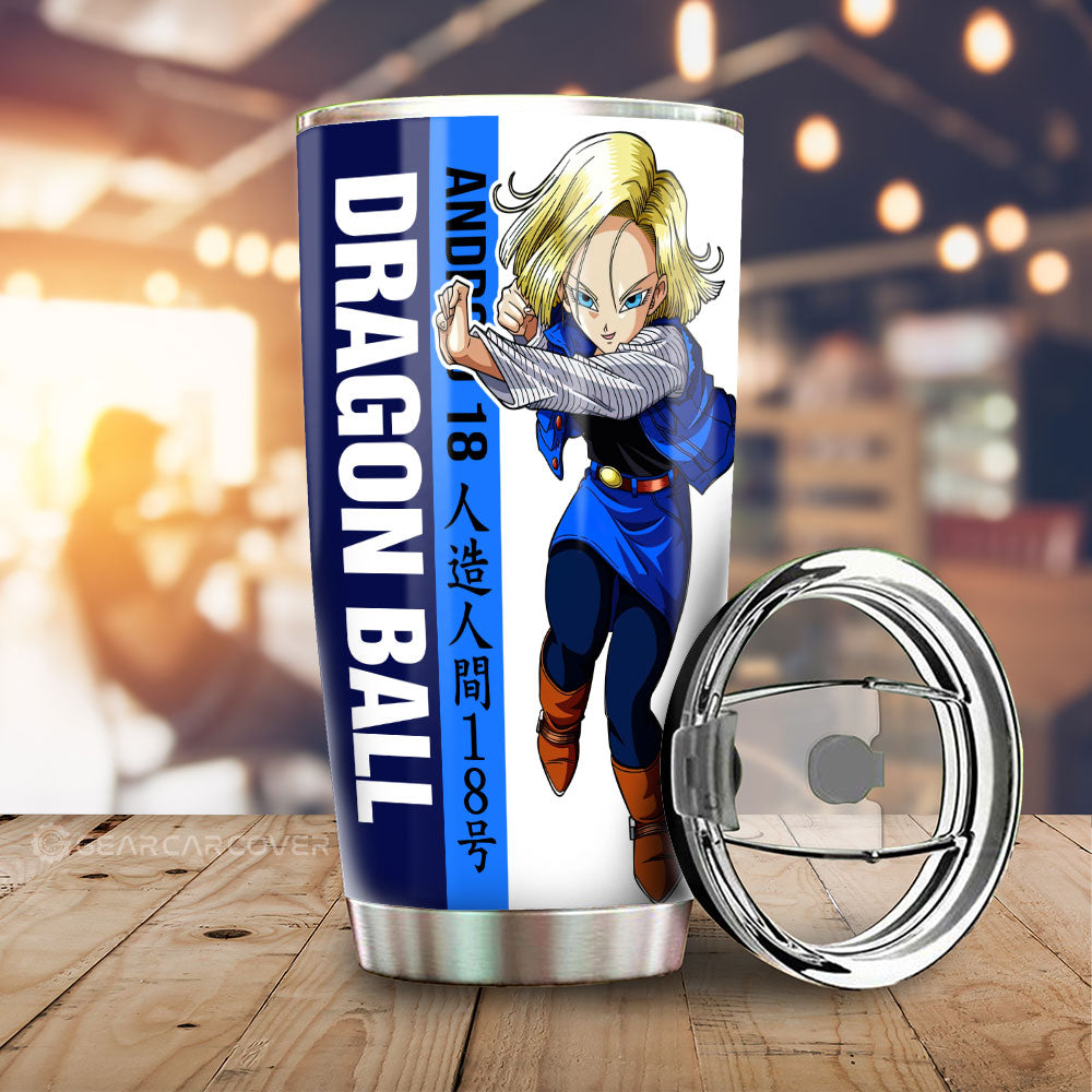 Android 18 Tumbler Cup Custom Dragon Ball Car Accessories For Anime Fans - Gearcarcover - 1