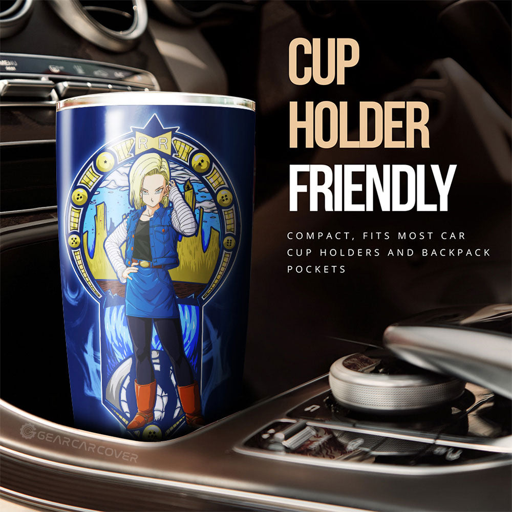 Android 18 Tumbler Cup Custom Dragon Ball Car Interior Accessories - Gearcarcover - 3