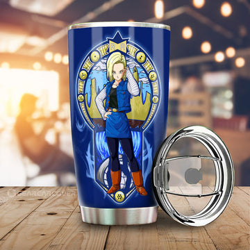 Android 18 Tumbler Cup Custom Dragon Ball Car Interior Accessories - Gearcarcover - 1