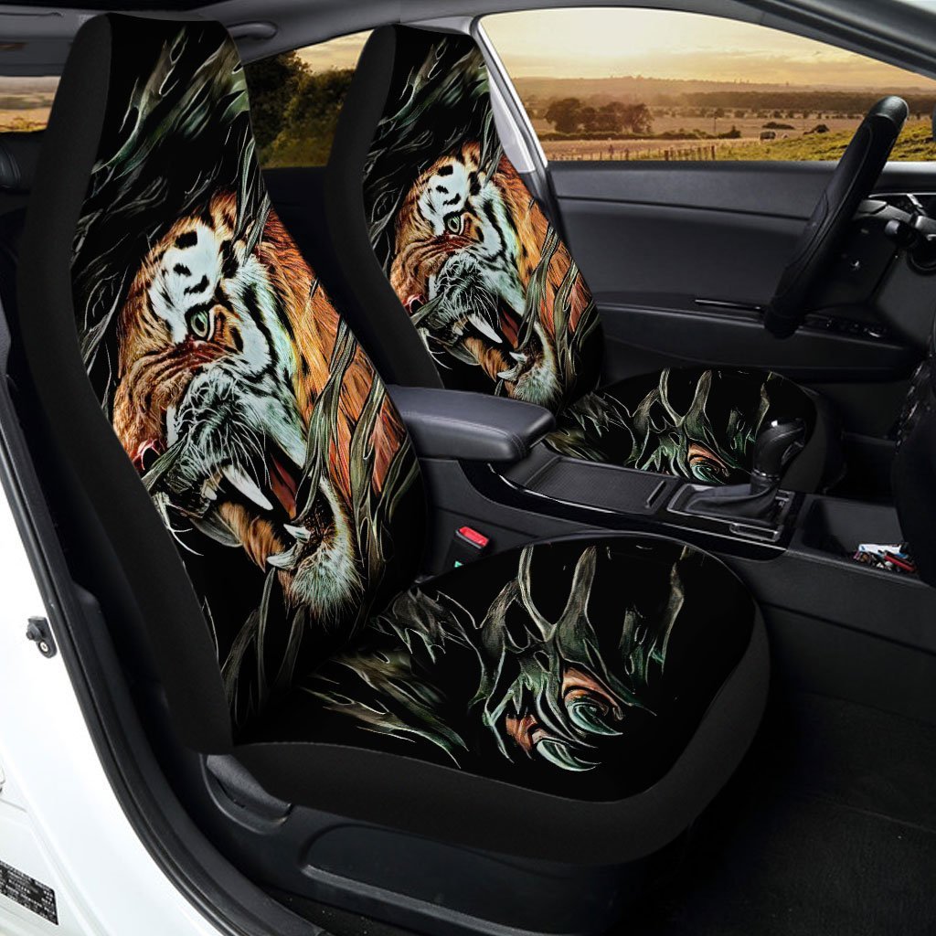 Angry Tiger Car Seat Covers Custom Tiger Car Accessories - Gearcarcover - 2