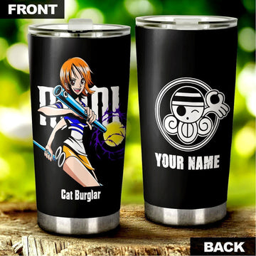 Anime One Piece Nami Personalized Tumbler Cup Custom Name Car Accessories - Gearcarcover - 1
