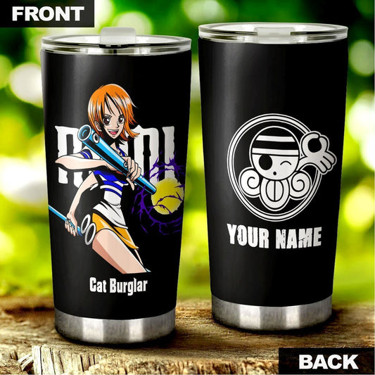 Anime One Piece Nami Personalized Tumbler Cup Custom Name Car Accessories - Gearcarcover - 1