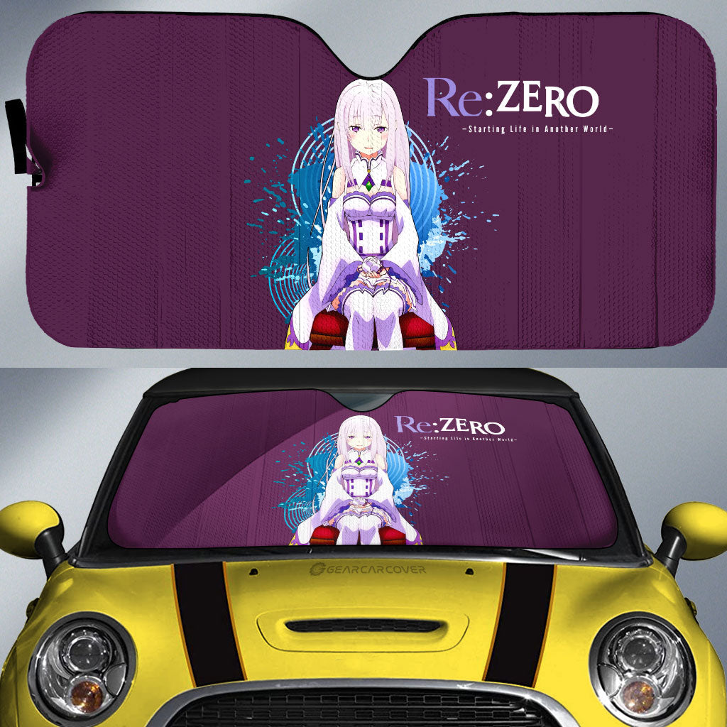 Anime Sexy Girl Emilia Car Sunshade Custom Re:Zero Anime Car Accessories - Gearcarcover - 1