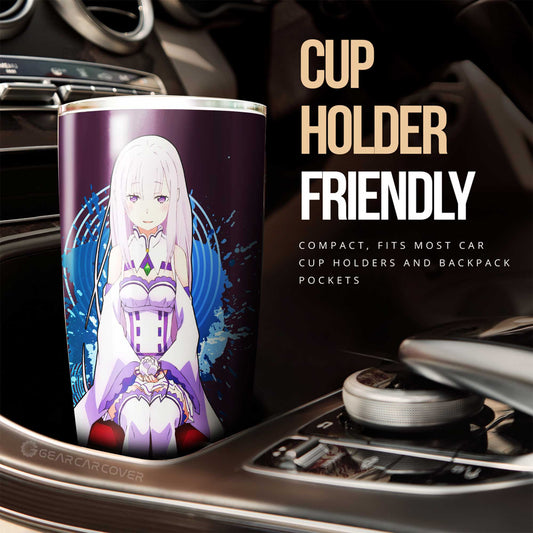Anime Sexy Girl Emilia Tumbler Cup Custom Re:Zero Anime Car Accessories - Gearcarcover - 2