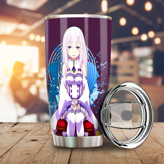 Anime Sexy Girl Emilia Tumbler Cup Custom Re:Zero Anime Car Accessories - Gearcarcover - 1