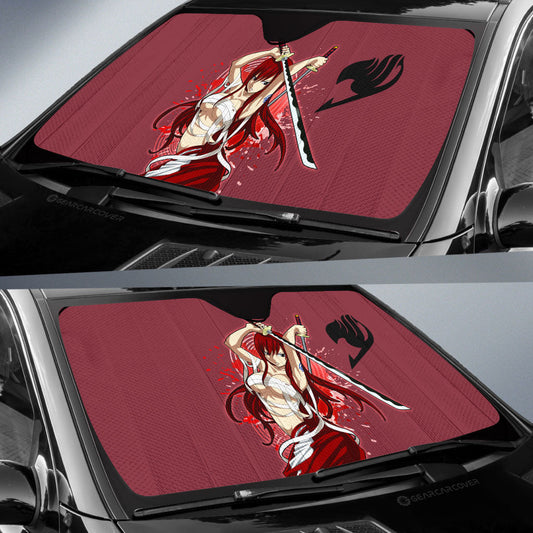 Anime Sexy Girl Erza Scarlet Car Sunshade Custom Fairy Tail Anime - Gearcarcover - 2