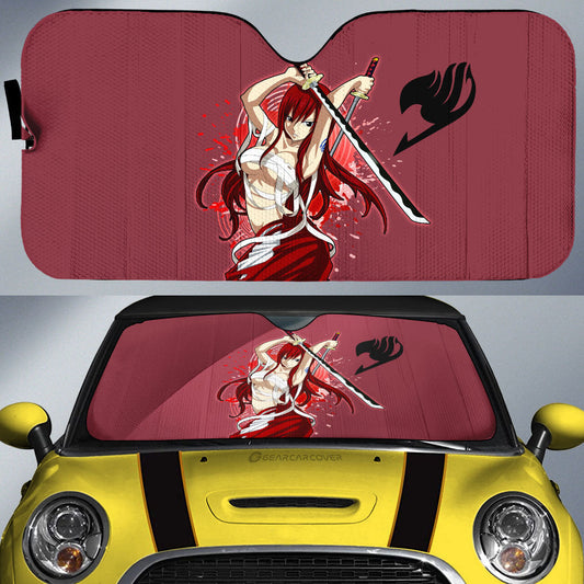 Anime Sexy Girl Erza Scarlet Car Sunshade Custom Fairy Tail Anime - Gearcarcover - 1