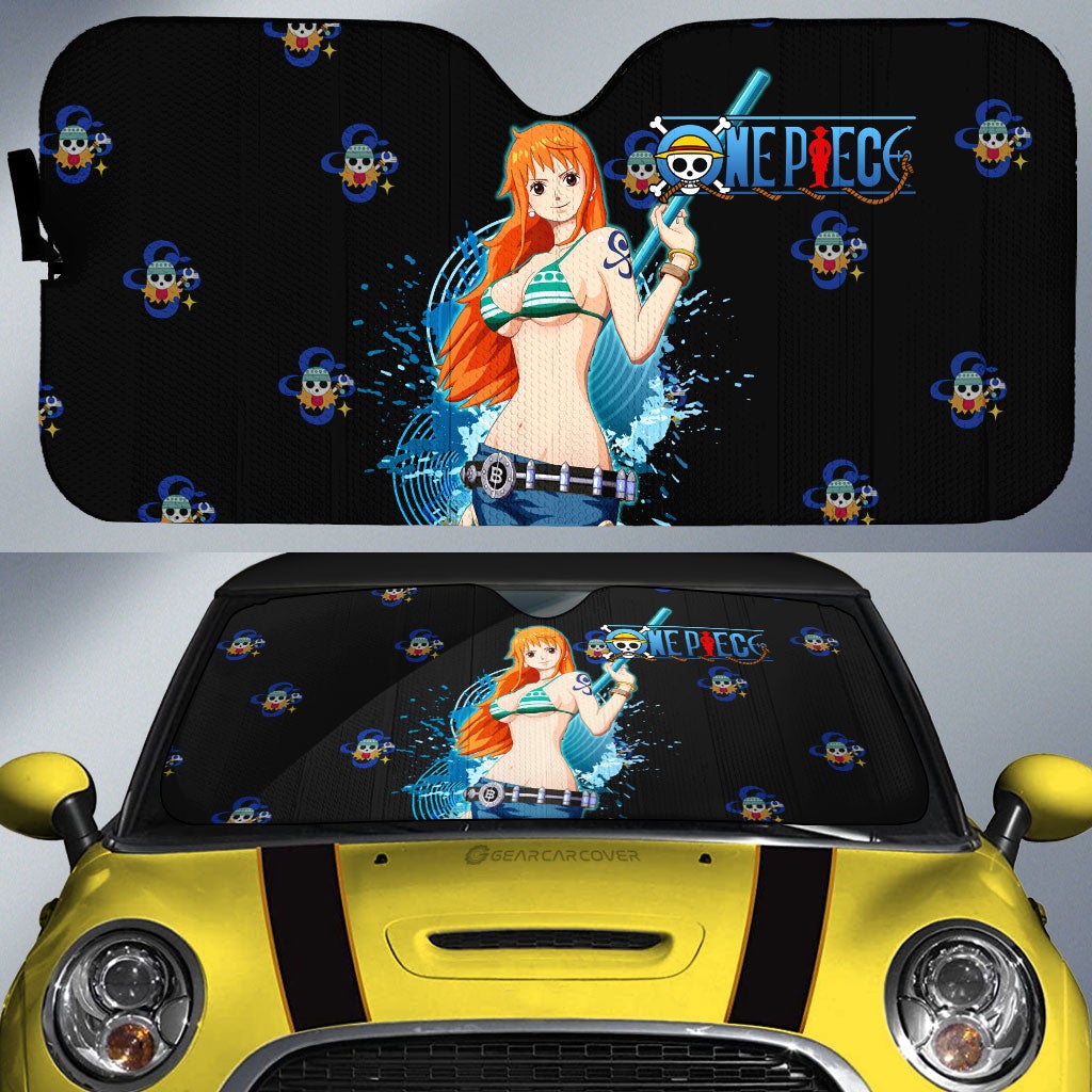 Anime Sexy Girl Nami Car Sunshade Custom One Piece Anime - Gearcarcover - 1