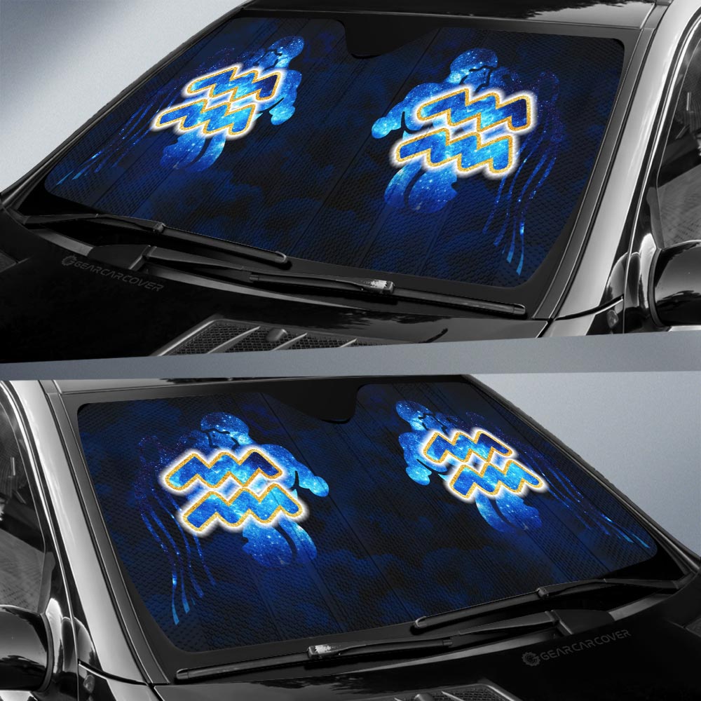 Aquarius Car Sunshade Custom Name Zodiac Car Interior Accessories - Gearcarcover - 3