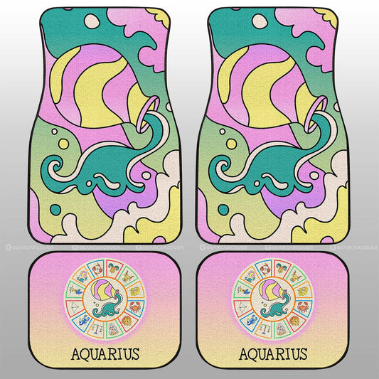 Aquarius Colorful Car Floor Mats Custom Zodiac Car Accessories - Gearcarcover - 1