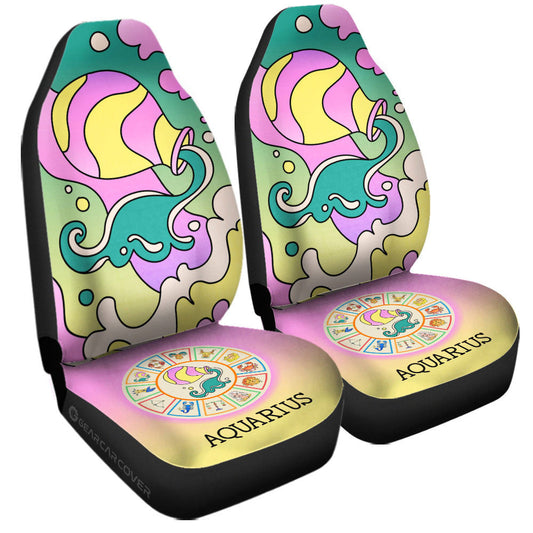 Aquarius Colorful Car Seat Covers Custom Zodiac Car Accessories - Gearcarcover - 1