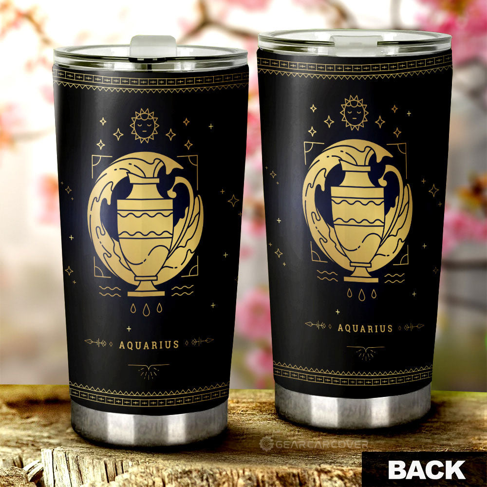 Aquarius Tumbler Cup Custom Zodiac Car Interior Accessories - Gearcarcover - 3