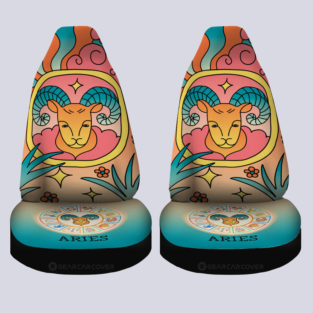 Aries Colorful Car Seat Covers Custom Zodiac Car Accessories - Gearcarcover - 2