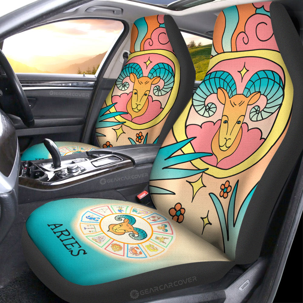 Aries Colorful Car Seat Covers Custom Zodiac Car Accessories - Gearcarcover - 4