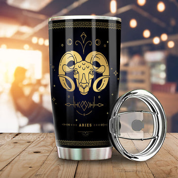 Aries Tumbler Cup Custom Zodiac Car Interior Accessories - Gearcarcover - 1
