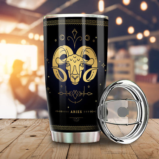 Aries Tumbler Cup Custom Zodiac Car Interior Accessories - Gearcarcover - 1