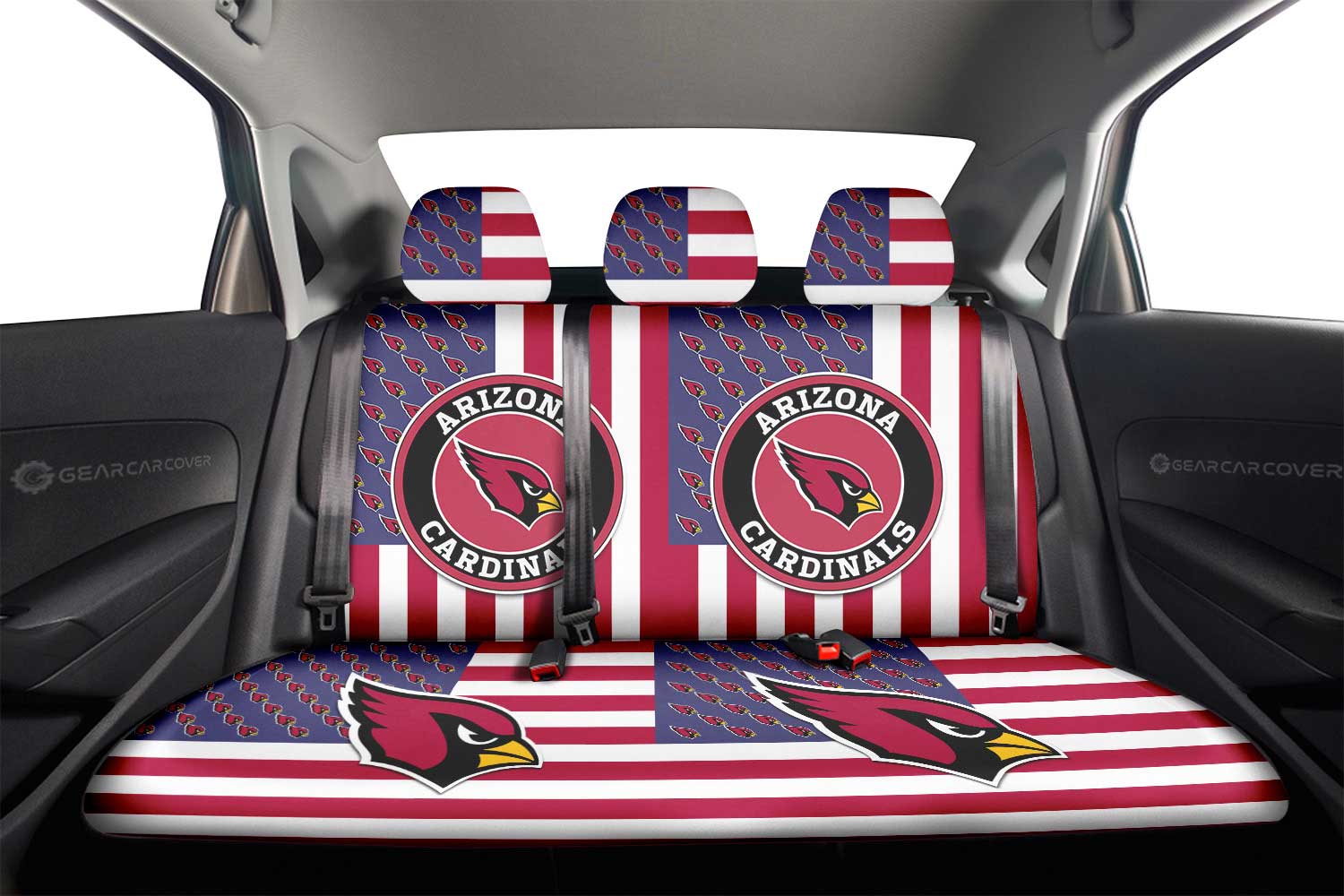 Arizona Cardinals Car Back Seat Cover Custom US Flag Style - Gearcarcover - 2