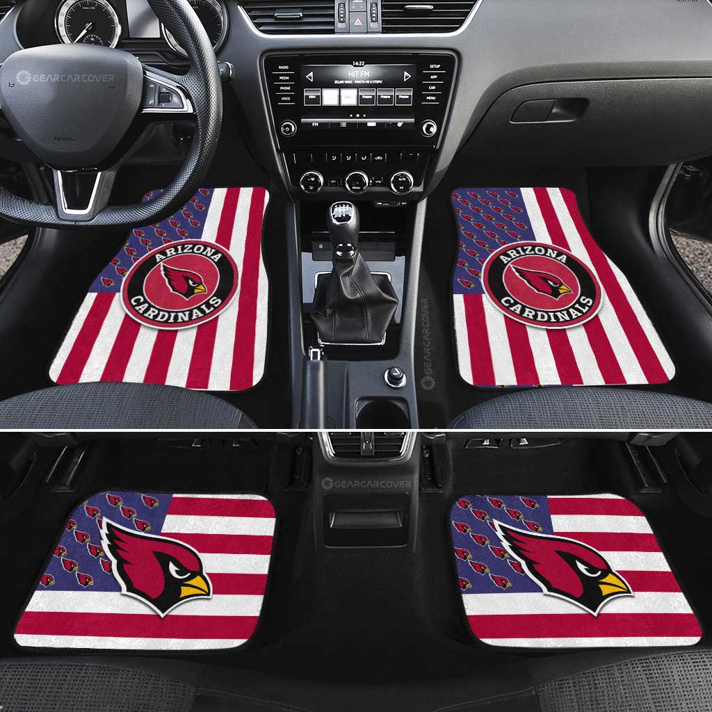 Arizona Cardinals Car Floor Mats Custom US Flag Style - Gearcarcover - 2