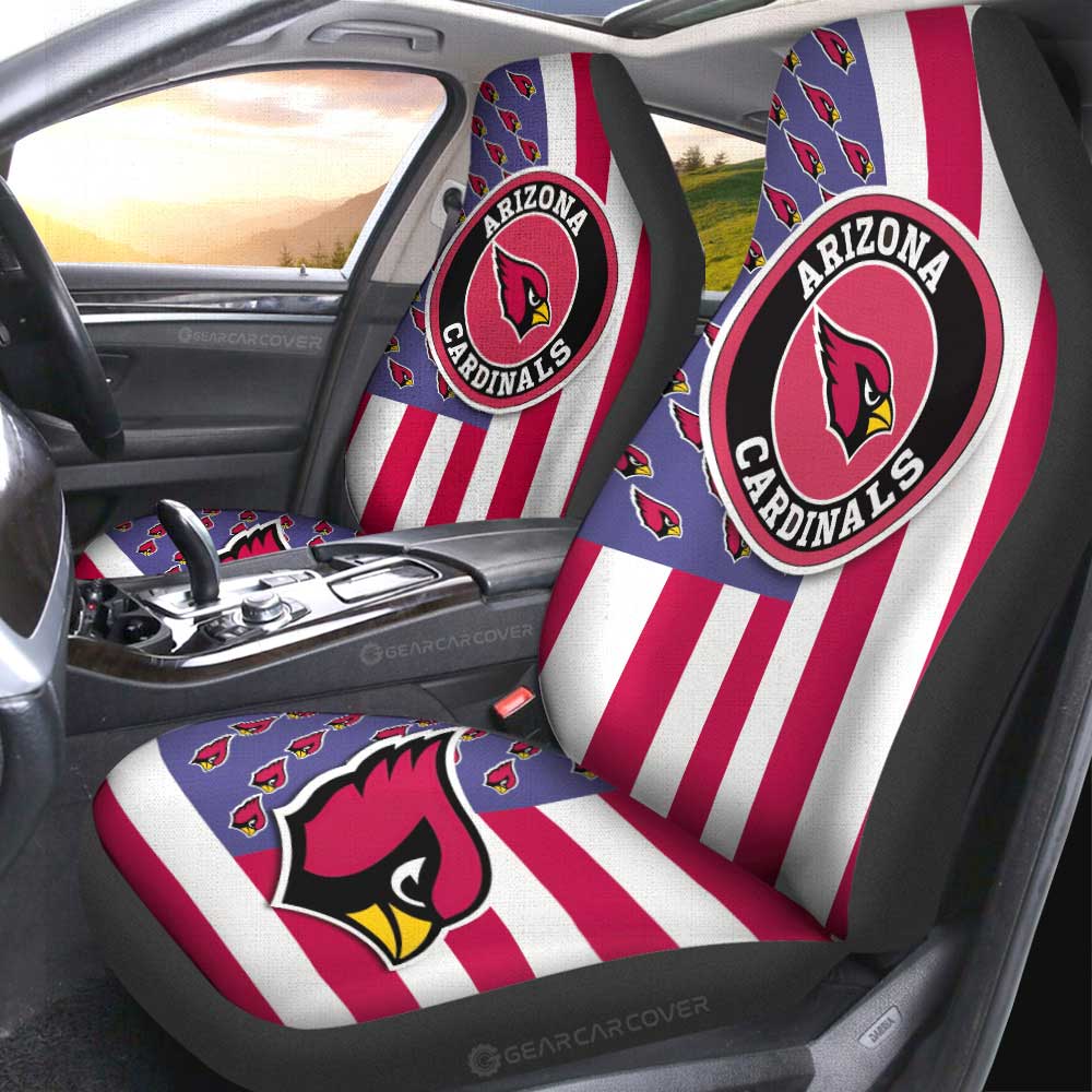 Arizona Cardinals Car Seat Covers Custom US Flag Style - Gearcarcover - 2