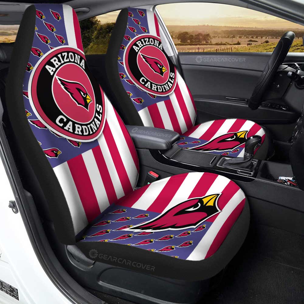 Arizona Cardinals Car Seat Covers Custom US Flag Style - Gearcarcover - 1
