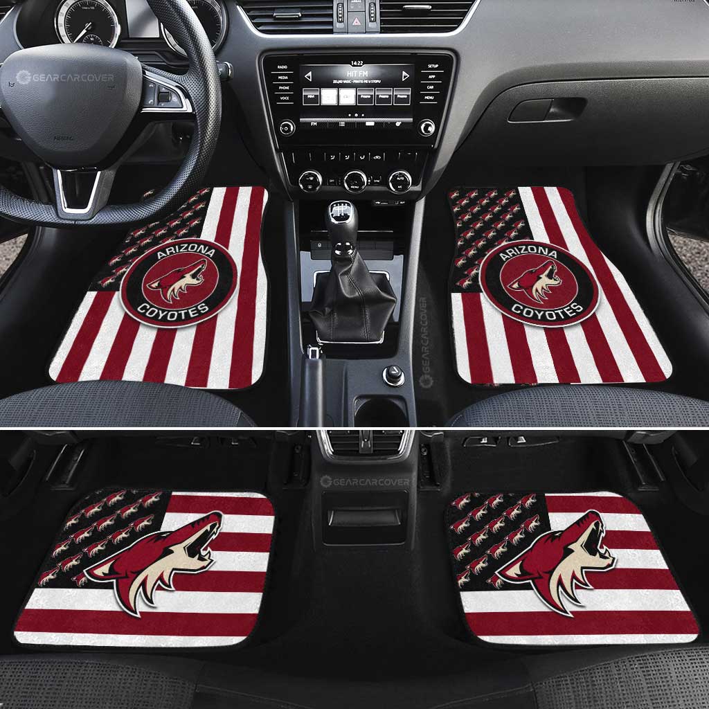 Arizona Coyotes Car Floor Mats Custom US Flag Style - Gearcarcover - 2