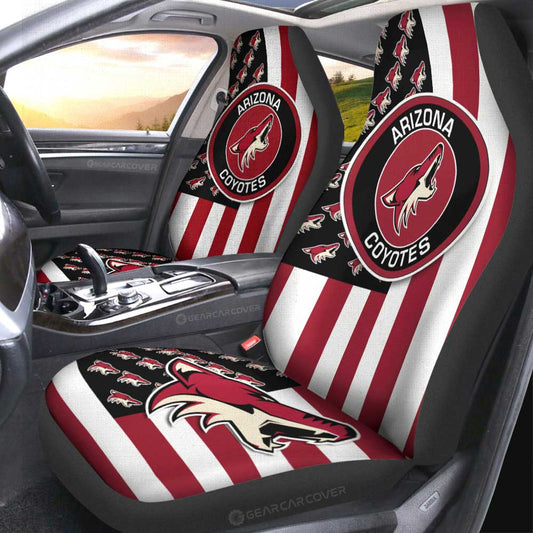 Arizona Coyotes Car Seat Covers Custom US Flag Style - Gearcarcover - 2