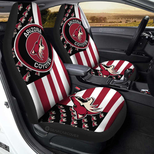 Arizona Coyotes Car Seat Covers Custom US Flag Style - Gearcarcover - 1