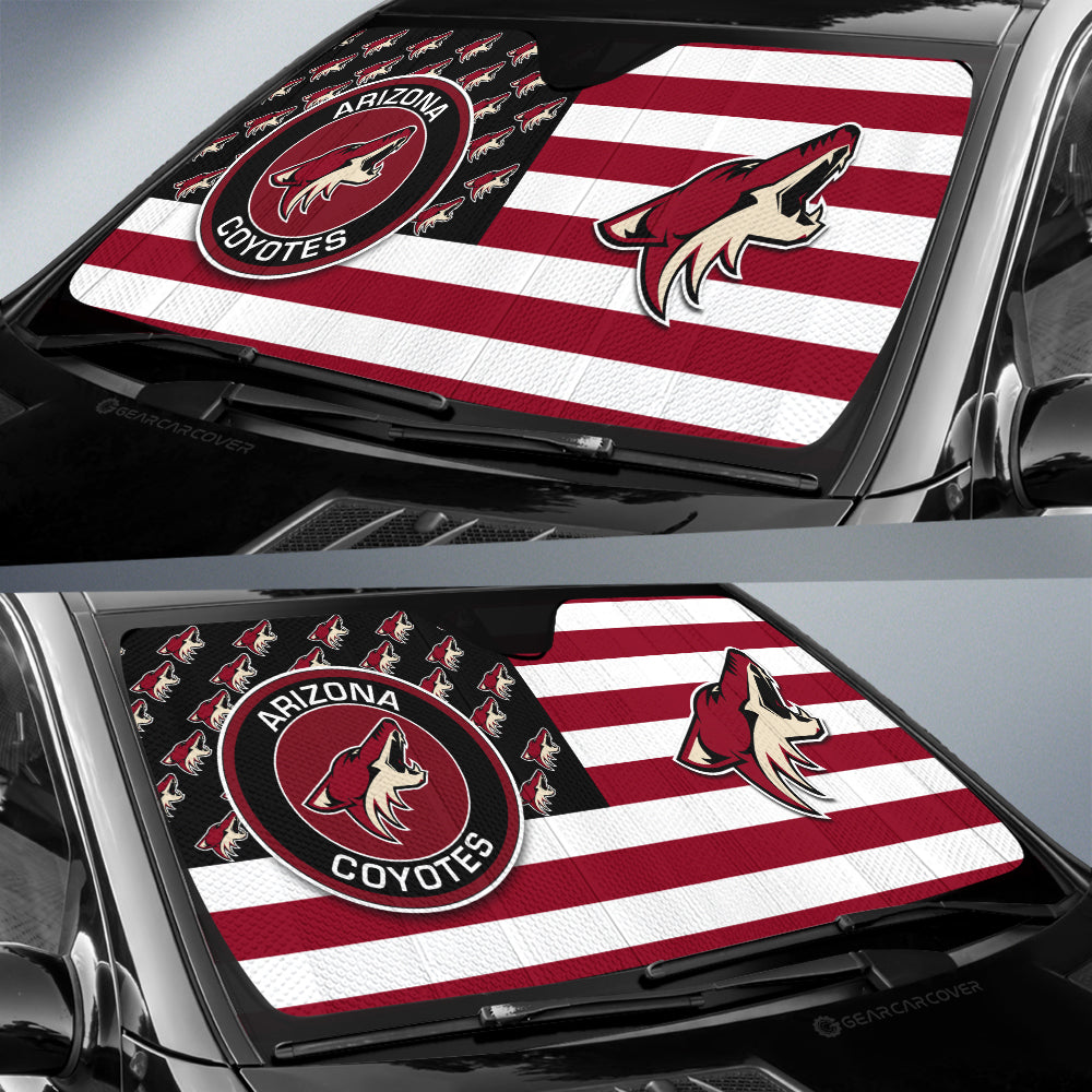 Arizona Coyotes Car Sunshade Custom US Flag Style - Gearcarcover - 2