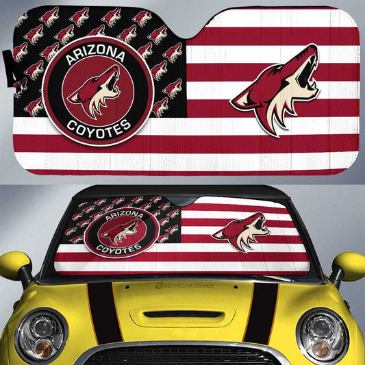 Arizona Coyotes Car Sunshade Custom US Flag Style - Gearcarcover - 1