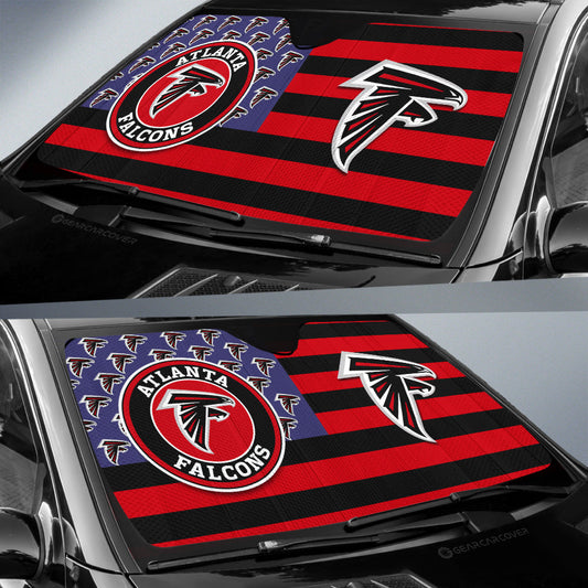 Atlanta Falcons Car Sunshade Custom US Flag Style - Gearcarcover - 2