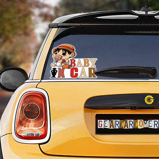 Baby In Car Monkey D. Luffy Car Sticker Custom One Piece Anime Car Accessories - Gearcarcover - 1