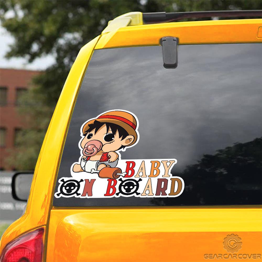 Baby On Board Monkey D. Luffy Car Sticker Custom One Piece Anime Car Accessories - Gearcarcover - 3