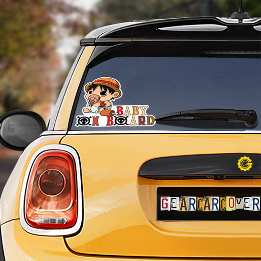 Baby On Board Monkey D. Luffy Car Sticker Custom One Piece Anime Car Accessories - Gearcarcover - 1