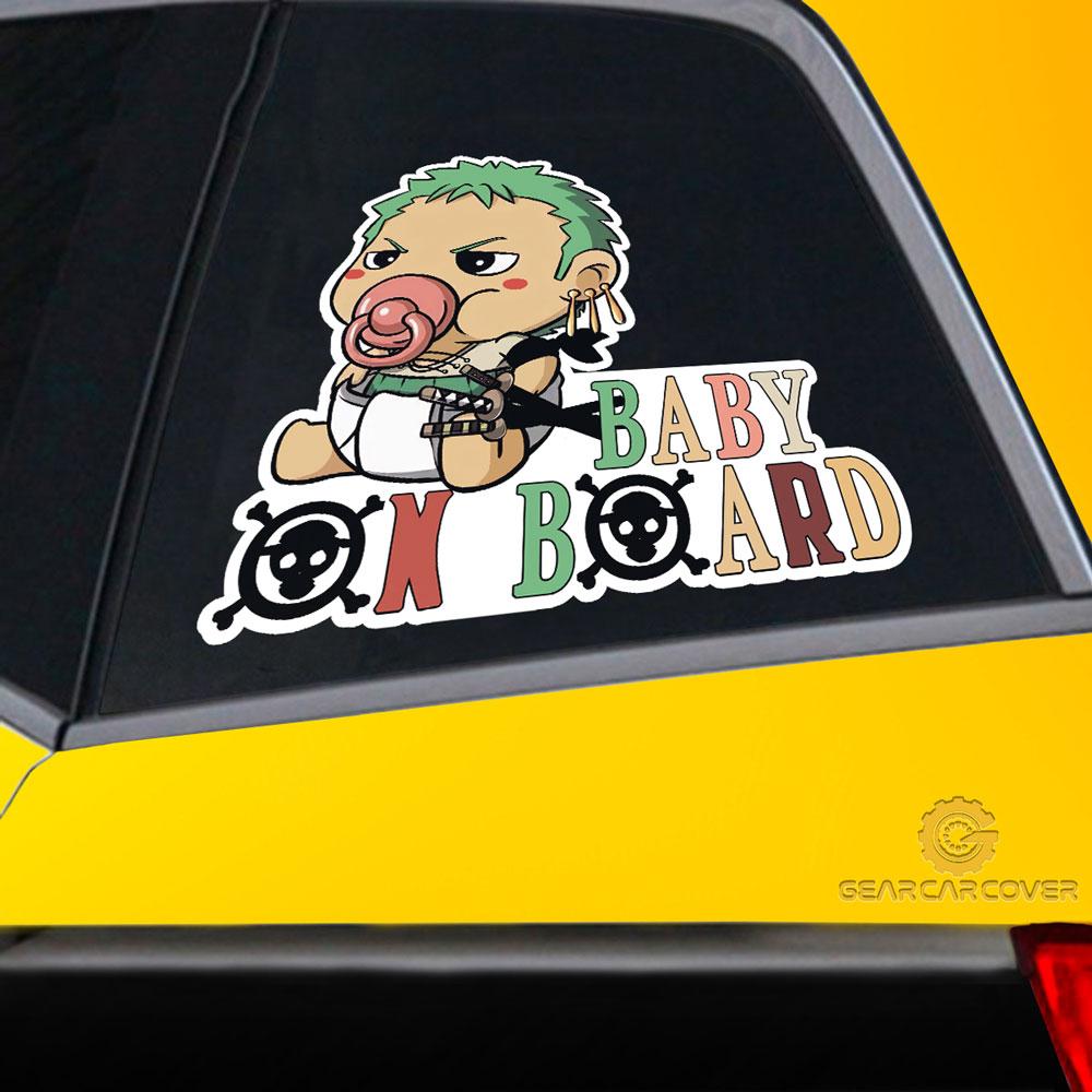 Baby On Board Zoro Car Sticker Custom One Piece Anime Car Accessories - Gearcarcover - 2