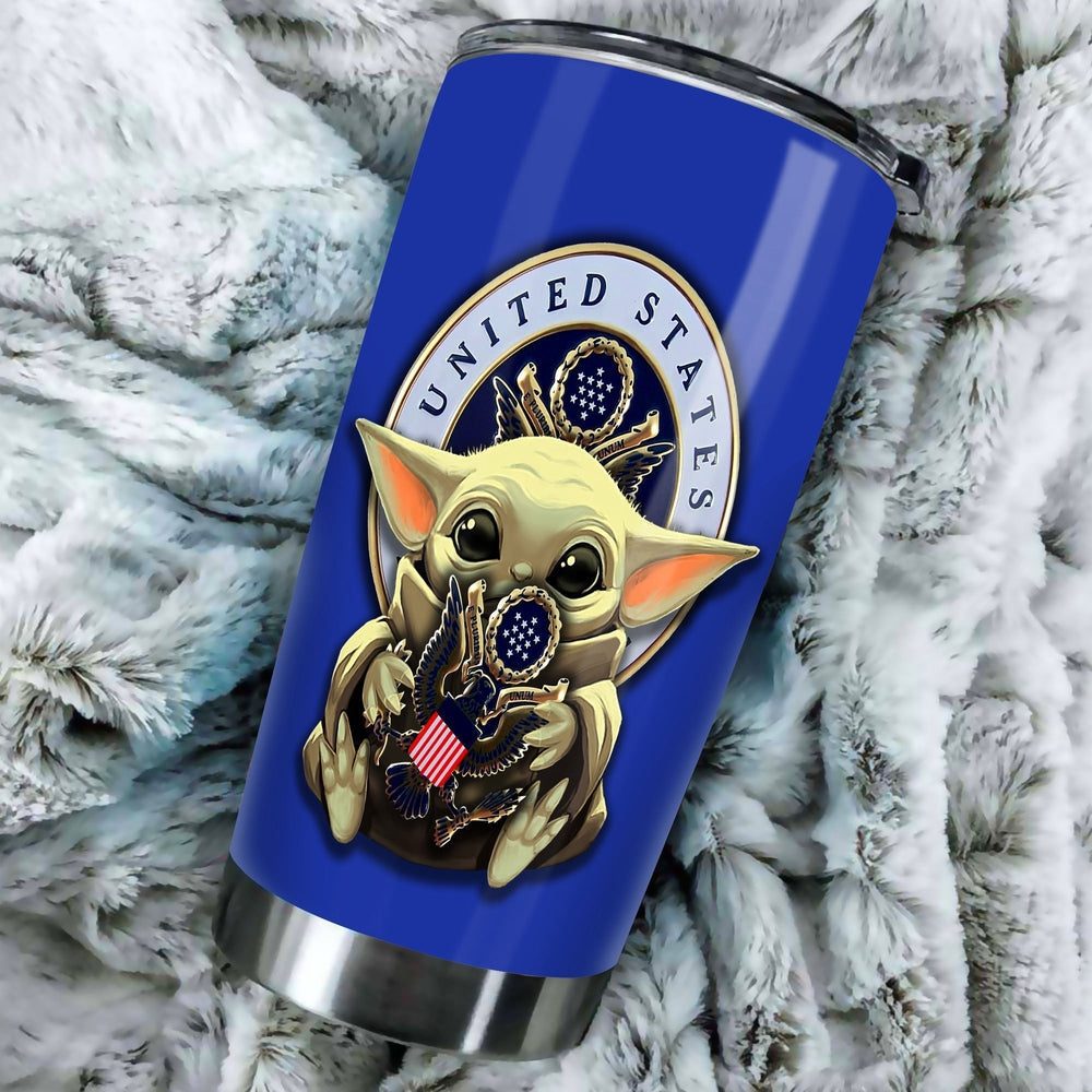 Baby Yoda USAF Tumbler Cup Custom U.S Air Force Stainless Steel - Gearcarcover - 3