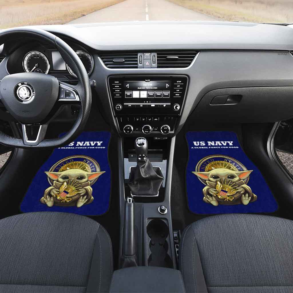 Baby Yoda USN Car Floor Mats U.S Navy Car Accessories - Gearcarcover - 1