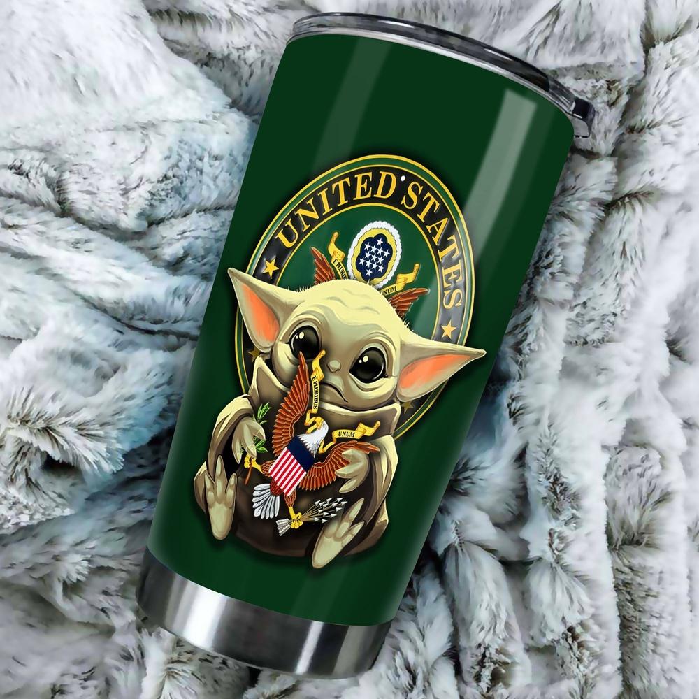 Baby Yoda U.S Army Tumbler Cup Stainless Steel - Gearcarcover - 3