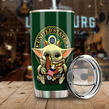Baby Yoda U.S Army Tumbler Cup Stainless Steel - Gearcarcover - 1