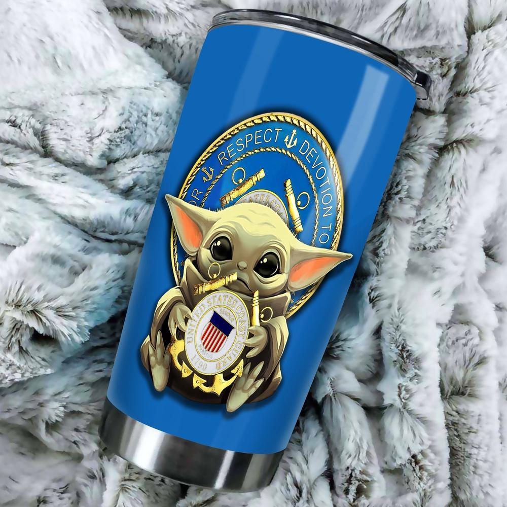 Baby Yoda U.S Coast Guard Tumbler Stainless Steel - Gearcarcover - 3