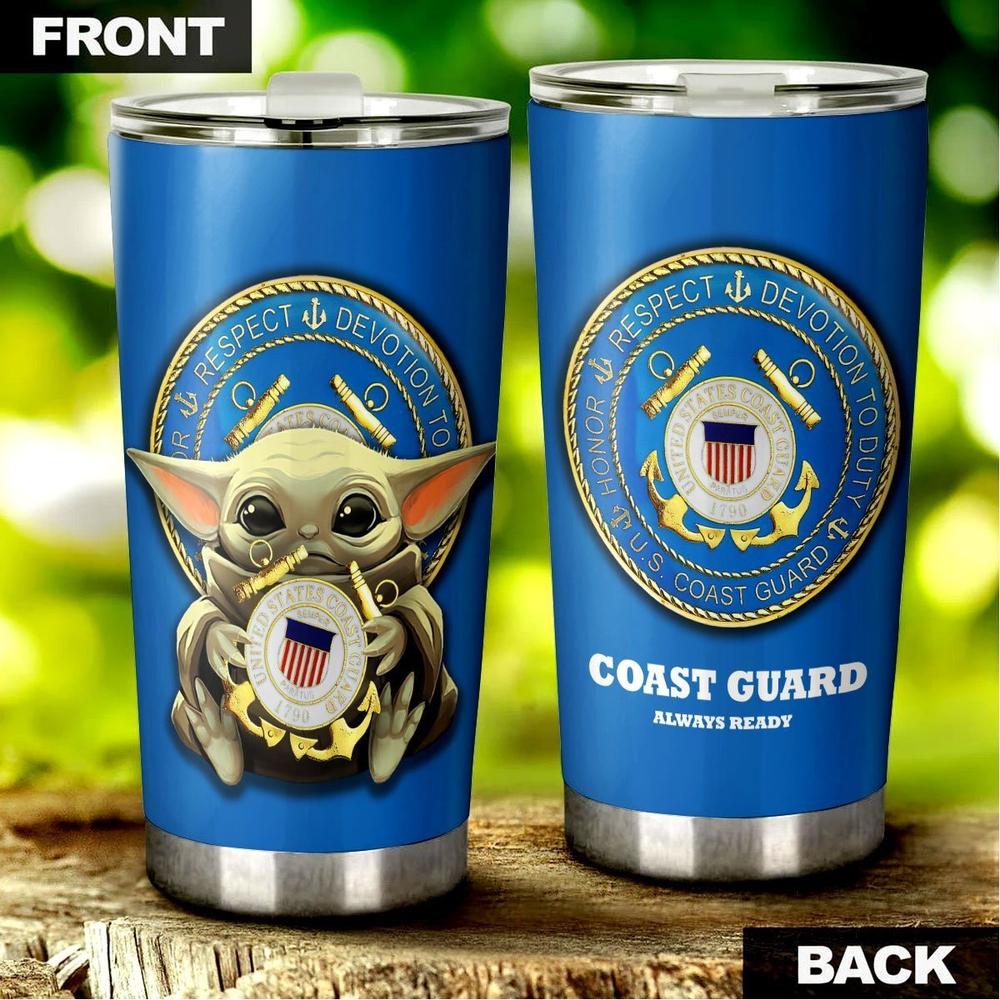 Baby Yoda U.S Coast Guard Tumbler Stainless Steel - Gearcarcover - 4
