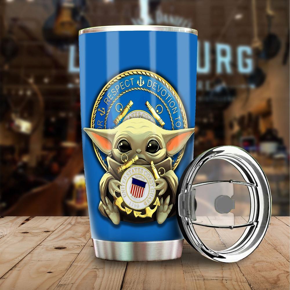 Baby Yoda U.S Coast Guard Tumbler Stainless Steel - Gearcarcover - 1