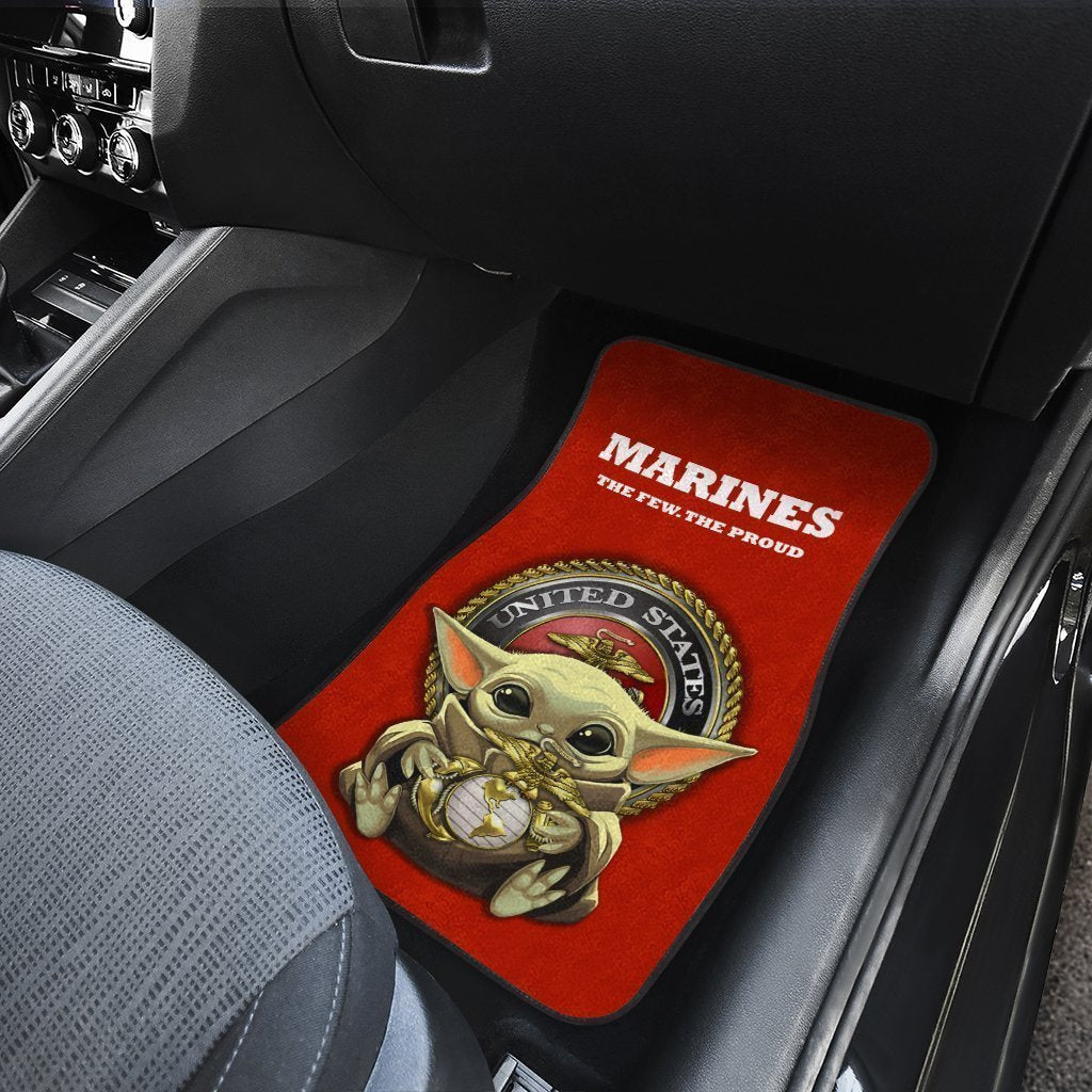 Baby Yoda U.S Marines Corps Car Floor Mats Custom Emblem Car Accessories - Gearcarcover - 3