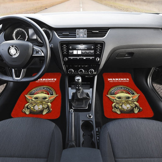 Baby Yoda U.S Marines Corps Car Floor Mats Custom Emblem Car Accessories - Gearcarcover - 2